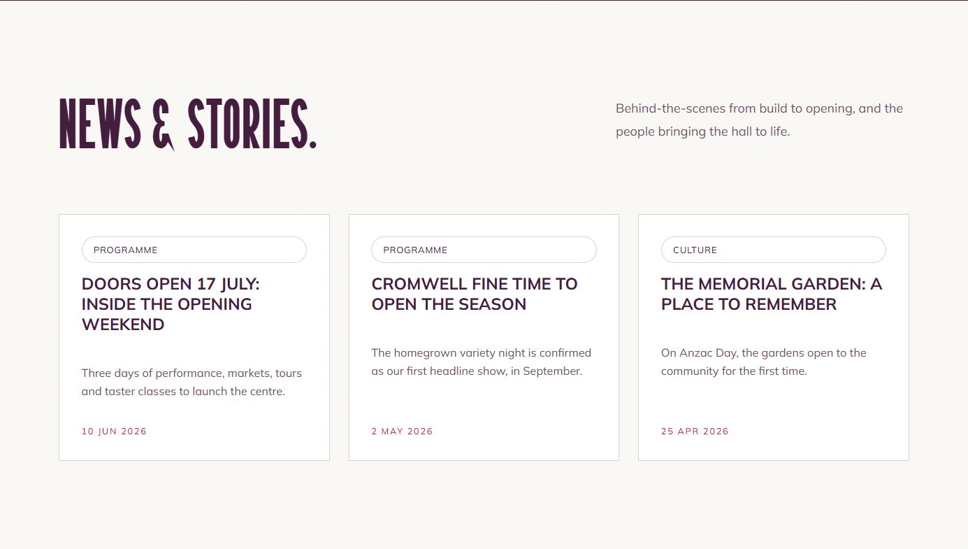 The news grid on the live site